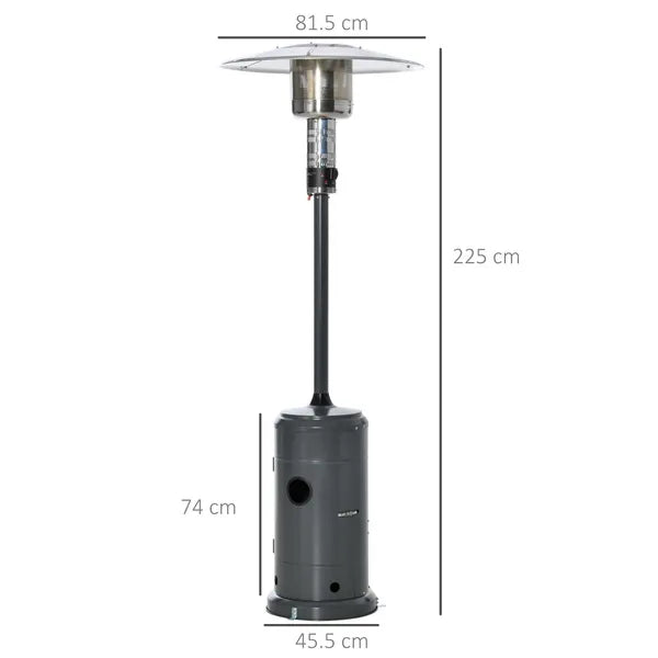Outdoor Gas Patio Heater Standing Propane Heater w/ Wheels Dust Cover 12.5KW