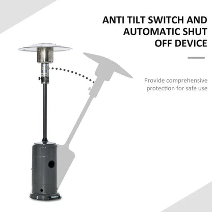 Outdoor Gas Patio Heater Standing Propane Heater w/ Wheels Dust Cover 12.5KW