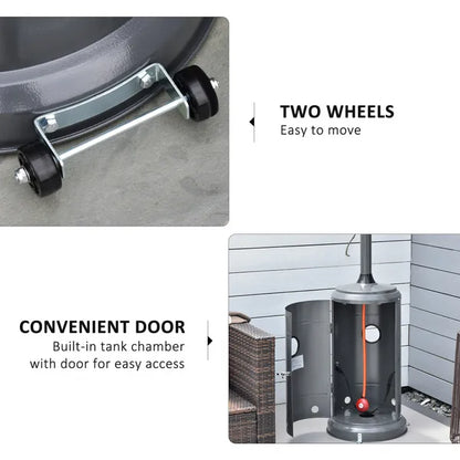 Outdoor Gas Patio Heater Standing Propane Heater w/ Wheels Dust Cover 12.5KW