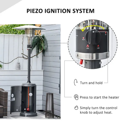 Outdoor Gas Patio Heater Standing Propane Heater w/ Wheels Dust Cover 12.5KW