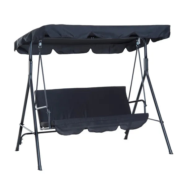 Canopy Swing Chair 3 Seater Garden Rocking Bench Heavy Duty Patio Metal Seat W/ Top Roof Different Options