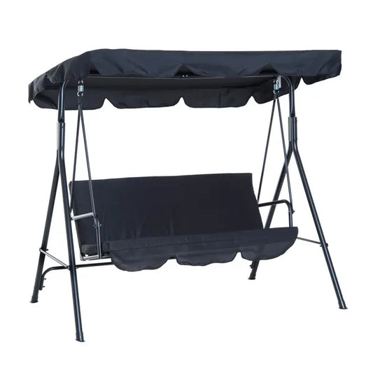 Canopy Swing Chair 3 Seater Garden Rocking Bench Heavy Duty Patio Metal Seat W/ Top Roof Different Options