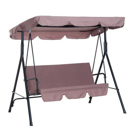 Canopy Swing Chair 3 Seater Garden Rocking Bench Heavy Duty Patio Metal Seat W/ Top Roof Different Options