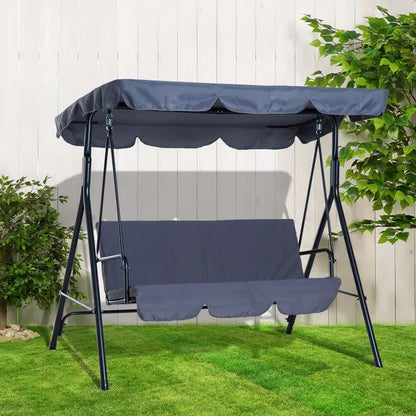 Canopy Swing Chair 3 Seater Garden Rocking Bench Heavy Duty Patio Metal Seat W/ Top Roof Different Options