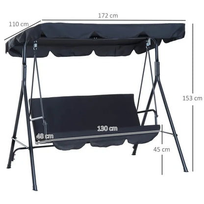Canopy Swing Chair 3 Seater Garden Rocking Bench Heavy Duty Patio Metal Seat W/ Top Roof Different Options