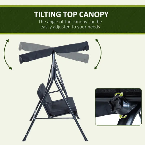Canopy Swing Chair 3 Seater Garden Rocking Bench Heavy Duty Patio Metal Seat W/ Top Roof Different Options