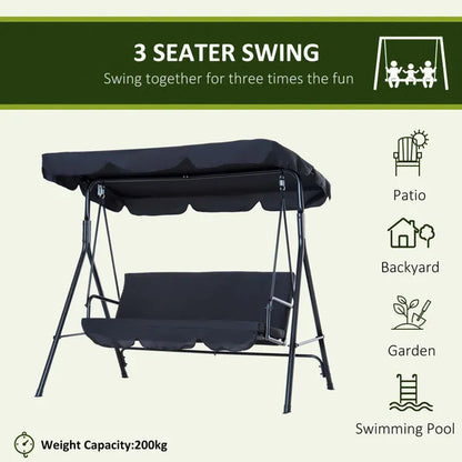 Canopy Swing Chair 3 Seater Garden Rocking Bench Heavy Duty Patio Metal Seat W/ Top Roof Different Options