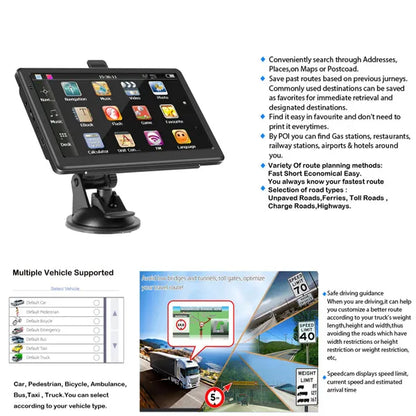 7" Inch Truck & Car GPS Navigation Sat Navi Europe Free Lifetime Maps