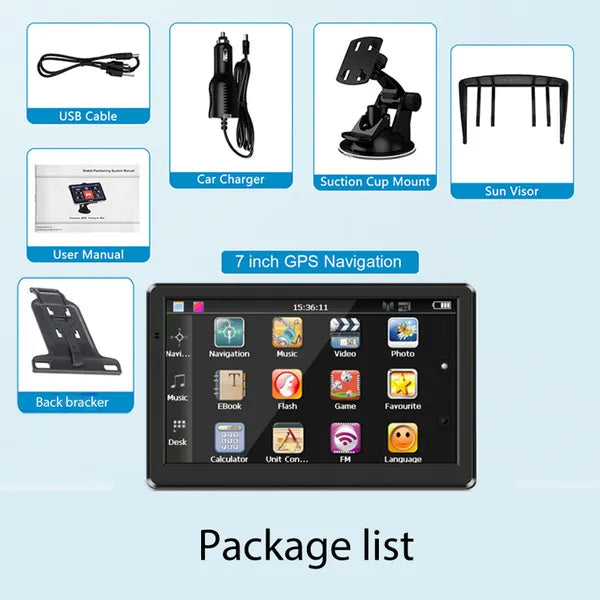 7" Inch Truck & Car GPS Navigation Sat Navi Europe Free Lifetime Maps