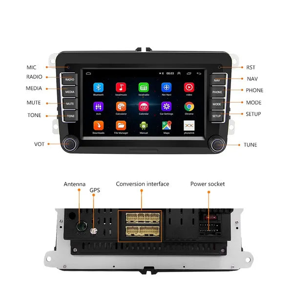 Android 9.1 2Din Android Car Radio GPS Autoradio with GPS WiFi FM AM For Volkswagen Golf/Passat SEAT Skoda Polo Car Stereo