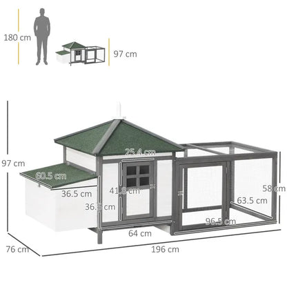Chicken Coop Small Animal Pet Cage Wooden Chicken Hutch W/ Nesting Box Outdoor Run Backyard