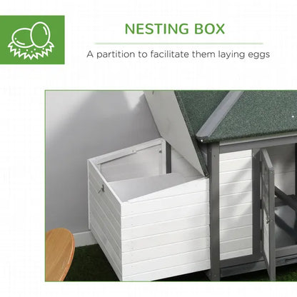Chicken Coop Small Animal Pet Cage Wooden Chicken Hutch W/ Nesting Box Outdoor Run Backyard