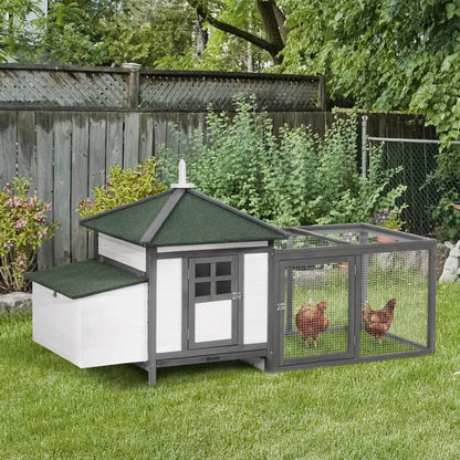Chicken Coop Small Animal Pet Cage Wooden Chicken Hutch W/ Nesting Box Outdoor Run Backyard