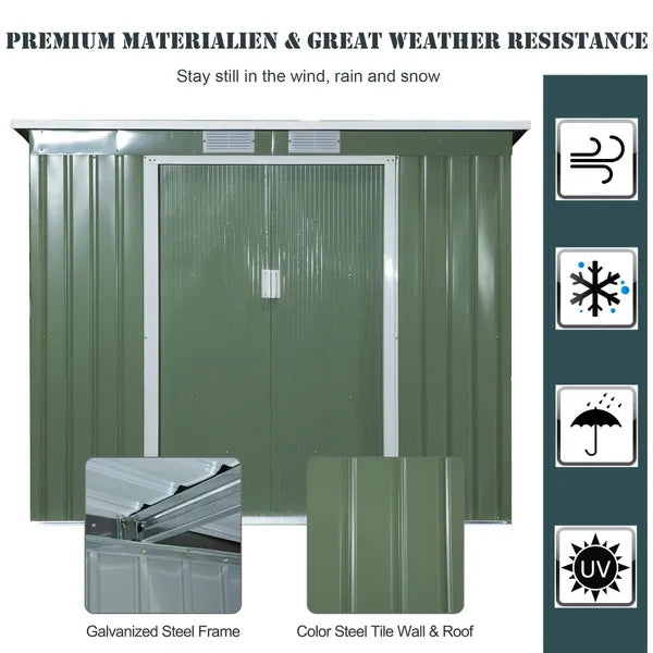 Outsunny 7 x 4ft Metal Garden Storage Shed w/ Double Door & Ventilation