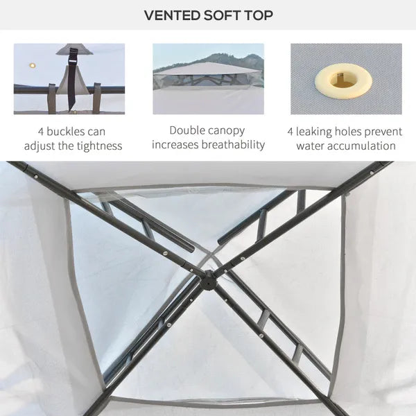 Metal Gazebo Garden Outdoor 2-tier Roof Marquee Party Tent Grey 3 X 3 Metre