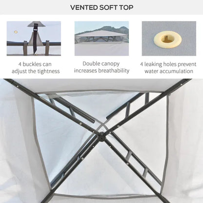 Metal Gazebo Garden Outdoor 2-tier Roof Marquee Party Tent Grey 3 X 3 Metre