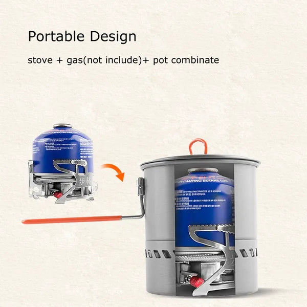 Bulin 1.5L Portable Outdoor Fast-Heating Pot Utensil Camping Traveling Tableware With Gas Stove for Cooking Hiking Picnic Set