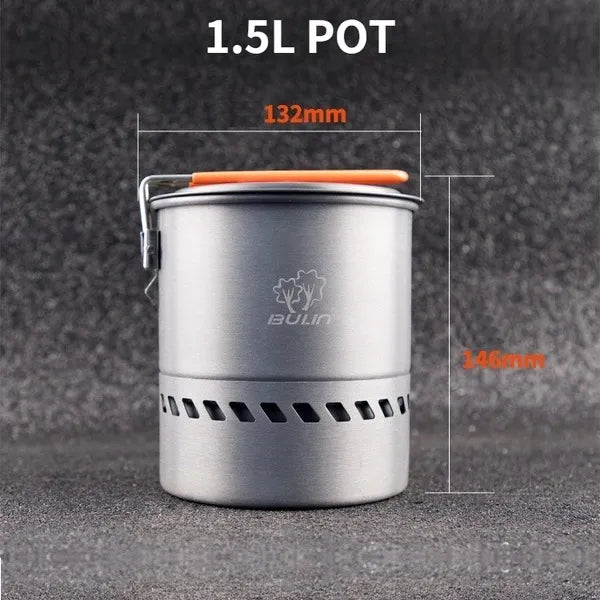 Bulin 1.5L Portable Outdoor Fast-Heating Pot Utensil Camping Traveling Tableware With Gas Stove for Cooking Hiking Picnic Set