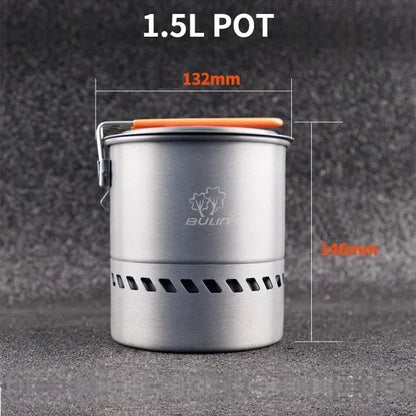 Bulin 1.5L Portable Outdoor Fast-Heating Pot Utensil Camping Traveling Tableware With Gas Stove for Cooking Hiking Picnic Set
