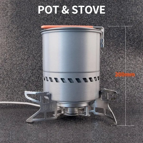 Bulin 1.5L Portable Outdoor Fast-Heating Pot Utensil Camping Traveling Tableware With Gas Stove for Cooking Hiking Picnic Set