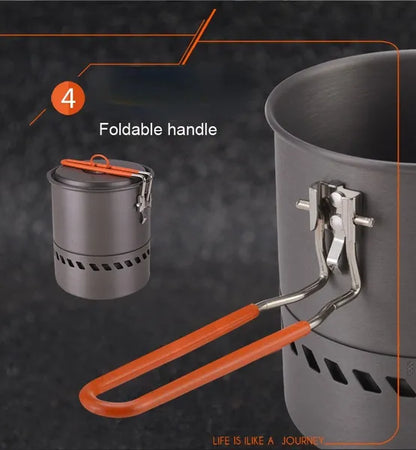 Bulin 1.5L Portable Outdoor Fast-Heating Pot Utensil Camping Traveling Tableware With Gas Stove for Cooking Hiking Picnic Set