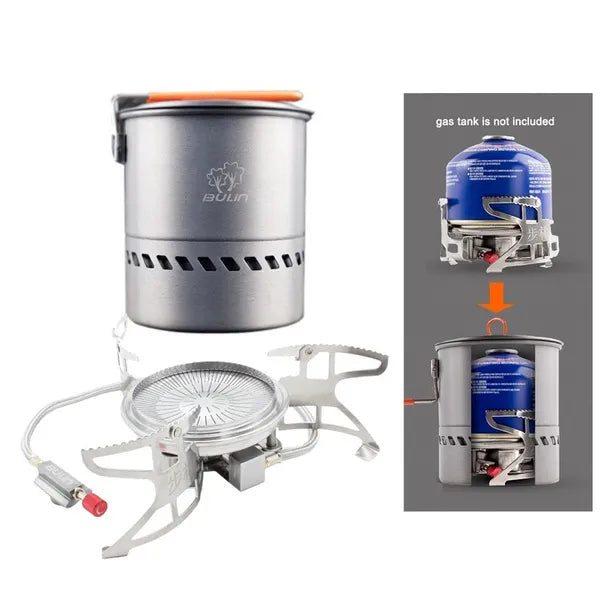 Bulin 1.5L Portable Outdoor Fast-Heating Pot Utensil Camping Traveling Tableware With Gas Stove for Cooking Hiking Picnic Set