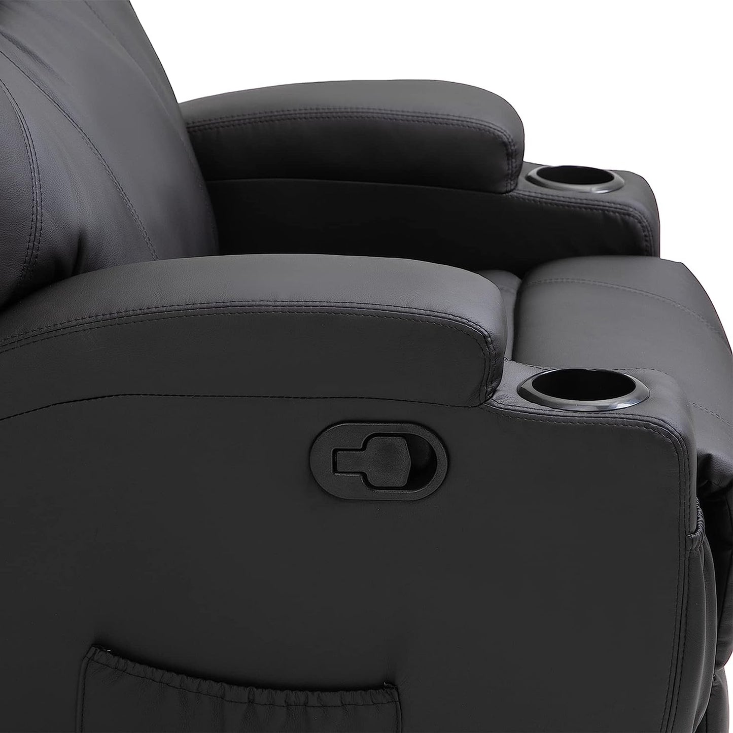 Recliner Sofa  PU Leather Armchair Cinema Massage Chair Swivel Nursing Gaming Chair Black