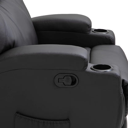 Recliner Sofa  PU Leather Armchair Cinema Massage Chair Swivel Nursing Gaming Chair Black