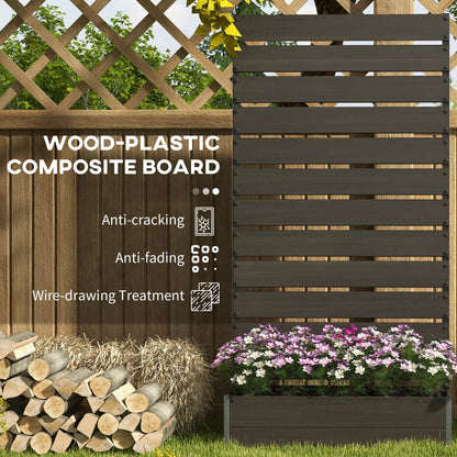 Raised Bed for Garden, Planter with Trellis for Climbing Plants, Vines, Planter Box with Drainage Gap, Black