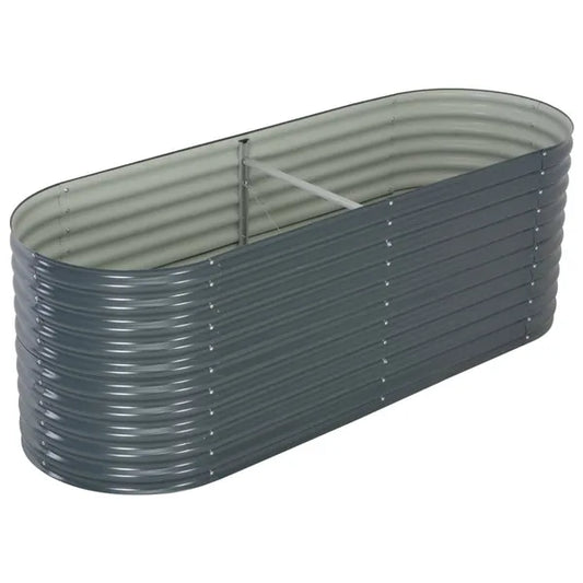 Garden Raised Bed 240x80x81cm Galvanised Steel Grey Fruit Veg Herbs Flower Pot Planter