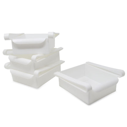 Pukkr Fridge Storage Drawers | Pack of 4 | BPA-Free Plastic | 16x15x7cm | Adjustable Arms | Drainage Holes | Hand Wash | 2-Year Warranty