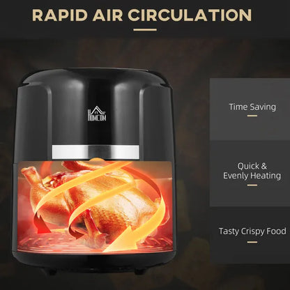 Air Fryer, 1300W 4L Air Fryers Oven with Rapid Air Circulation, Adjustable Temperature, Timer for Oil Less or Low Fat Cooking, Black