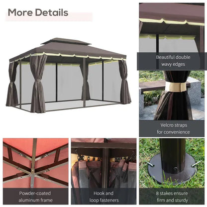 Outdoor 3 X 4m Garden Metal Gazebo Marquee Patio Party Tent Canopy Shelter with Sidewalls Pavilion