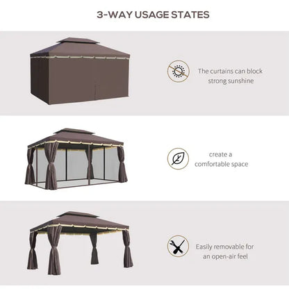 Outdoor 3 X 4m Garden Metal Gazebo Marquee Patio Party Tent Canopy Shelter with Sidewalls Pavilion