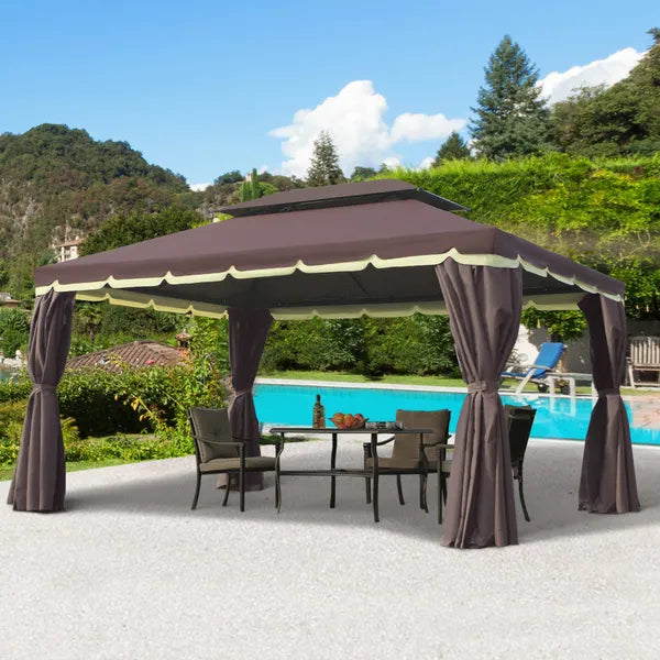 Outdoor 3 X 4m Garden Metal Gazebo Marquee Patio Party Tent Canopy Shelter with Sidewalls Pavilion