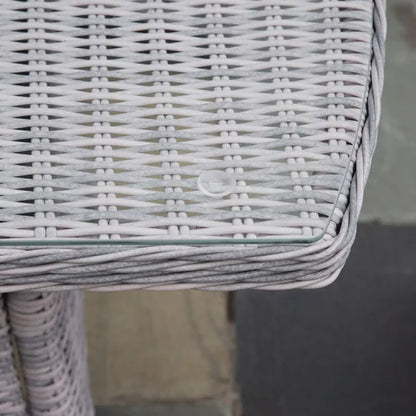Outsunny Garden PE Rattan Sofa Set, Outdoor 4 Seater Wicker Furniture, High Back Chairs with Cushions, Tempered Glass Coffee Table for Lawn, Backyard, Mixed Grey