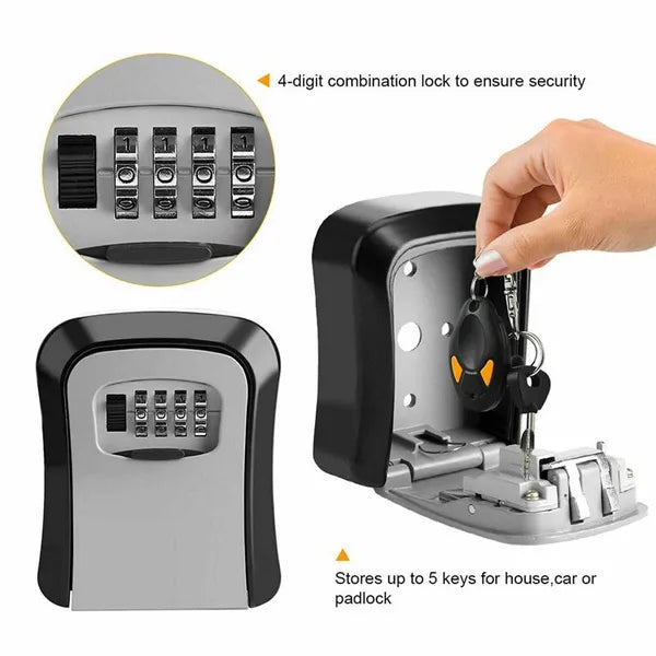 Wall Mount Combination Key Safe Lock Box Key Security Storage Case with 4 Digits for Outdoor Indoor
