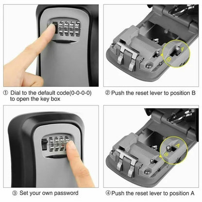 Wall Mount Combination Key Safe Lock Box Key Security Storage Case with 4 Digits for Outdoor Indoor