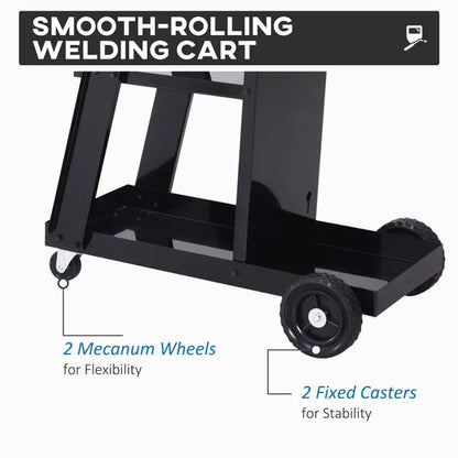 DURHAND Welding Cart for Tanks Gas Bottles, Welder Trolley Garage With Safety Chain and Wheels, Max Load 50kg, Black
