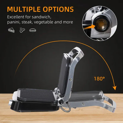 HOMCOM Health Grill & Panini Press, 2100W Electric Non-stick Grill with 180° Flat Open, Drip Tray, Removable Plate, Floating Hinges and 8 Automatic Settings