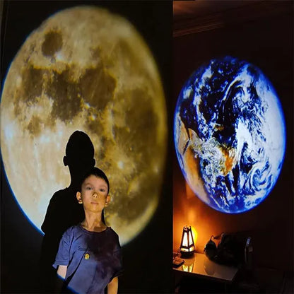 Mini 2 In 1 Earth Moon Projection Lamp Atmosphere Night Light For Bedroom Party Photography Decor