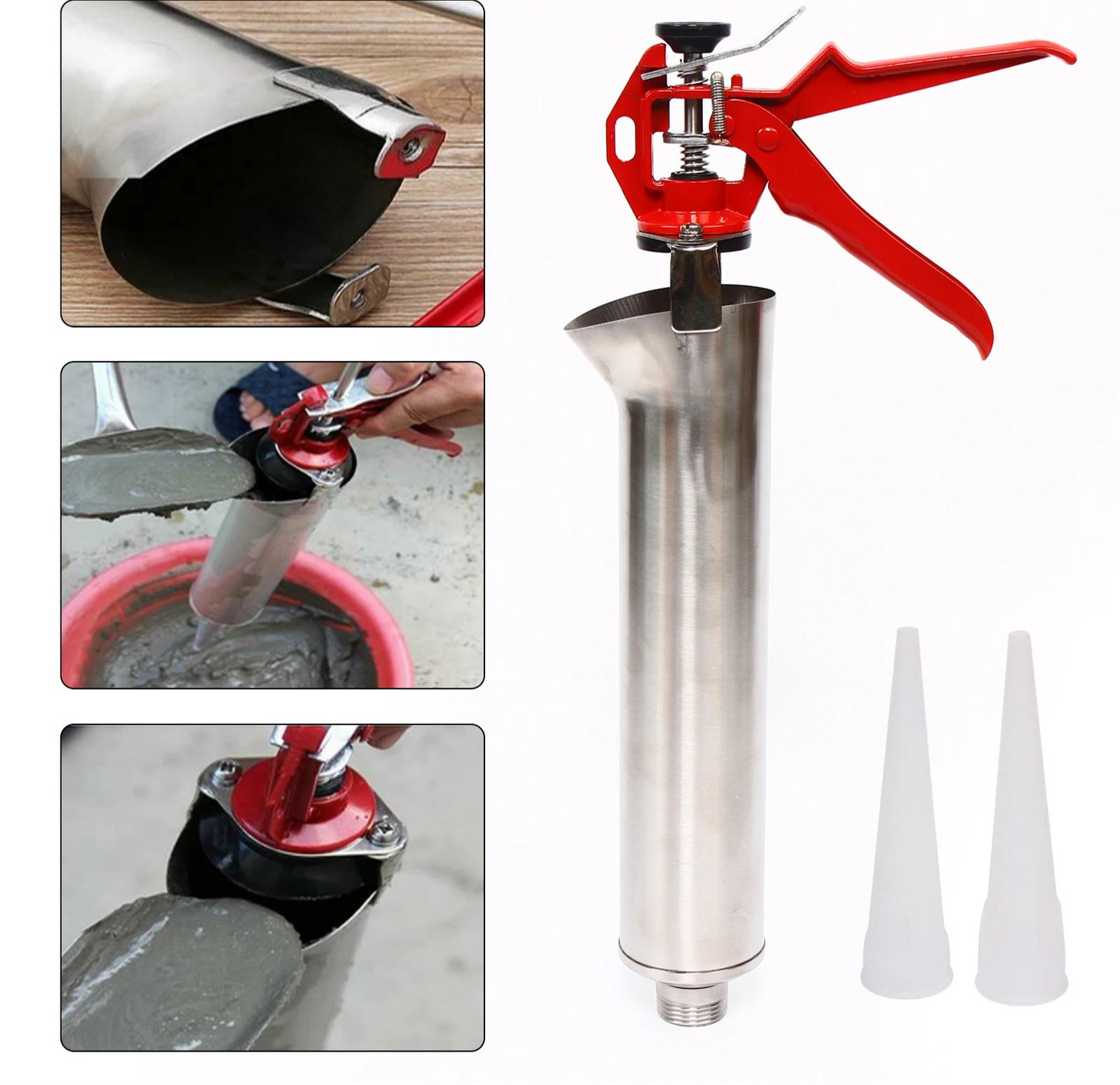 Grouting Mortar Sprayer Applicator Tool Cement Pointing Lime Wall Sewing Gun With 2 Plastic Nozzles