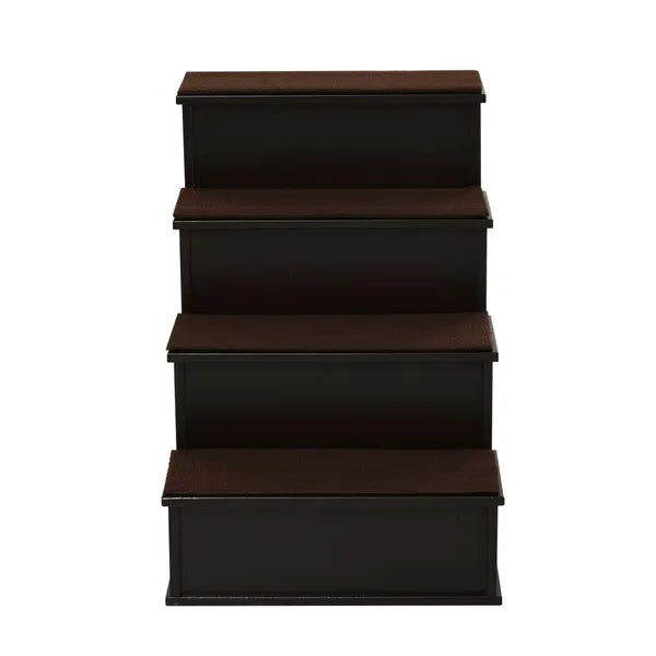 4-Step Wooden Dog Doggy Pet Stair Steps With Soft Short Plush Cushions Ladder Helper
