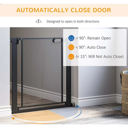 Pressure Fit Safety For Doors Hallways And Stairs Pet Barrier Dog Gate With Auto Close Double Locking Openings 75-82 cm