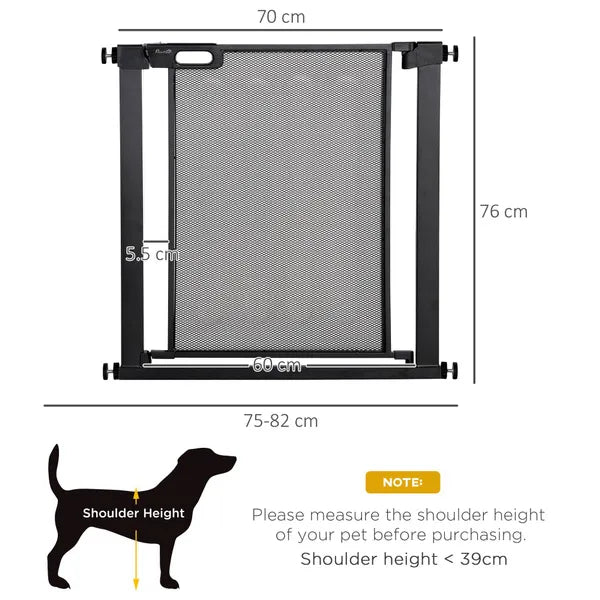 Pressure Fit Safety For Doors Hallways And Stairs Pet Barrier Dog Gate With Auto Close Double Locking Openings 75-82 cm