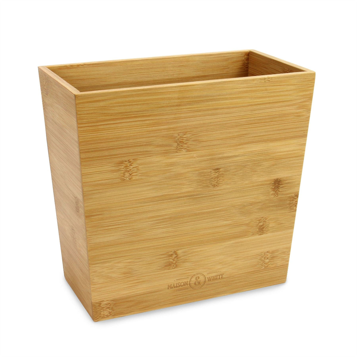Maison & White Bamboo Slim Waste Paper Bin | 100% Eco-Friendly Bamboo | Honey Finish | 26.6x14.5cm Top 25.5cm H | Office Desk Kitchen Living Room Bedroom | Plastic-Free | 2-Year Warranty