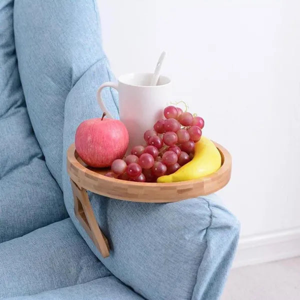 Wooden Sofa Settee Armrest Tray Table Clip On Arm For Wide Couches Foldable For Home Eating Drinks Snacks Remote Control Holder