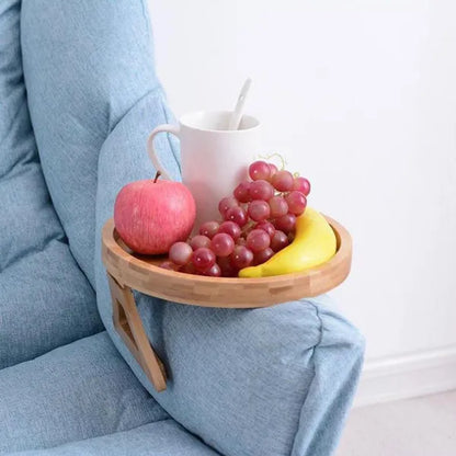 Wooden Sofa Settee Armrest Tray Table Clip On Arm For Wide Couches Foldable For Home Eating Drinks Snacks Remote Control Holder