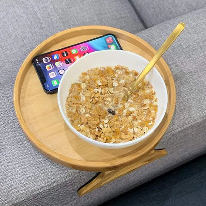 Wooden Sofa Settee Armrest Tray Table Clip On Arm For Wide Couches Foldable For Home Eating Drinks Snacks Remote Control Holder