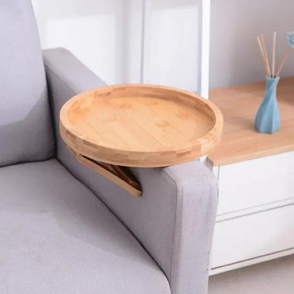 Wooden Sofa Settee Armrest Tray Table Clip On Arm For Wide Couches Foldable For Home Eating Drinks Snacks Remote Control Holder